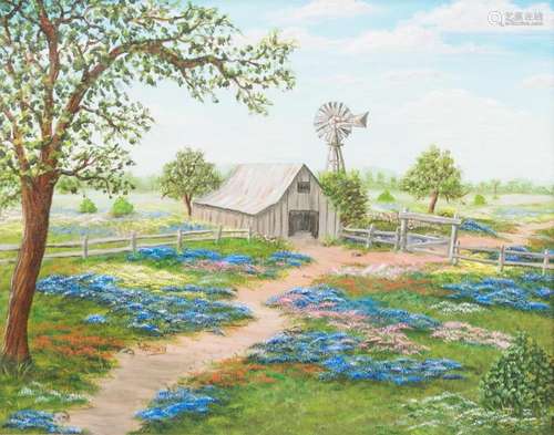 SIGNED OIL PAINTING, TEXAS BLUEBONNETS