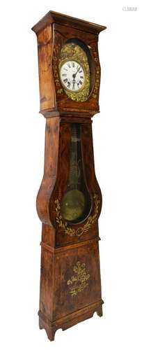 FRENCH MORBIER STANDING PINE LONG CASE CLOCK