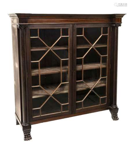 AMERICAN MAHOGANY PAW FOOT BOOKCASE