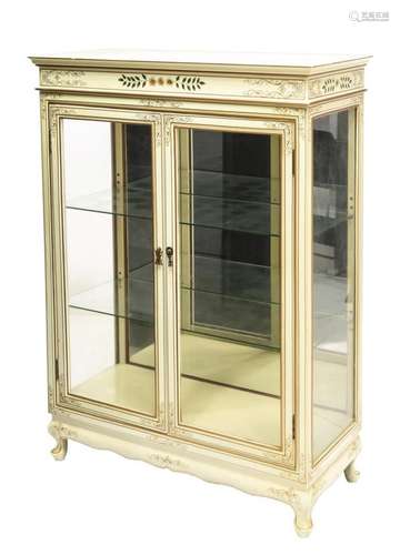 FRENCH PAINTED TWO DOOR VITRINE