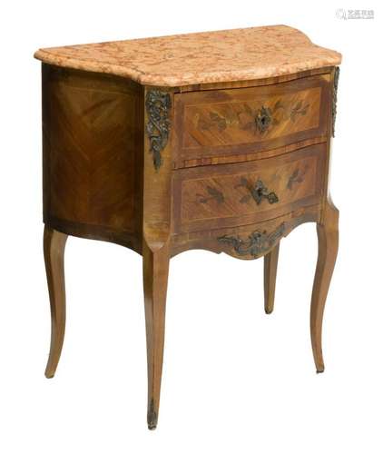 FRENCH LOUIS XV STYLE MARBLE TOP PETITE COMMODE