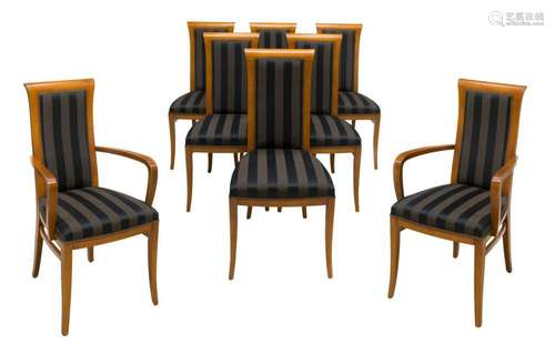 (8) ITALIAN FRUITWOOD UPHOLSTERED SIDE CHAIRS