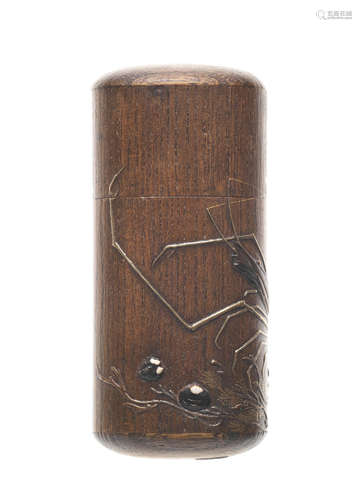 By Mochizuki Hanzan (1743-1790), 18th century An inlaid kiri wood single-case inro