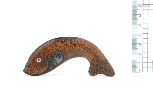 19th century A bamboo netsuke of a carp