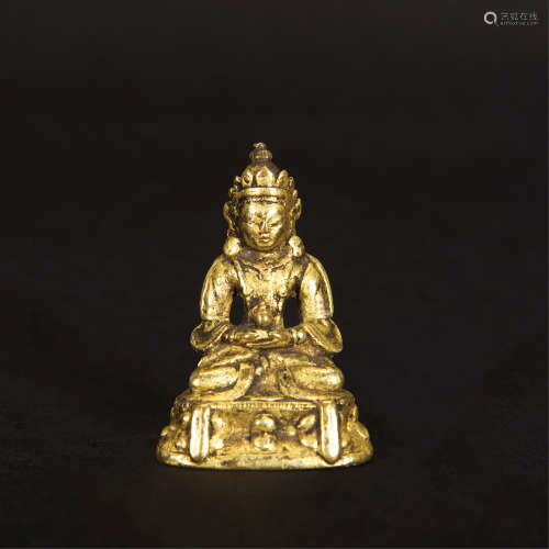 清中期 铜鎏金无量寿佛像