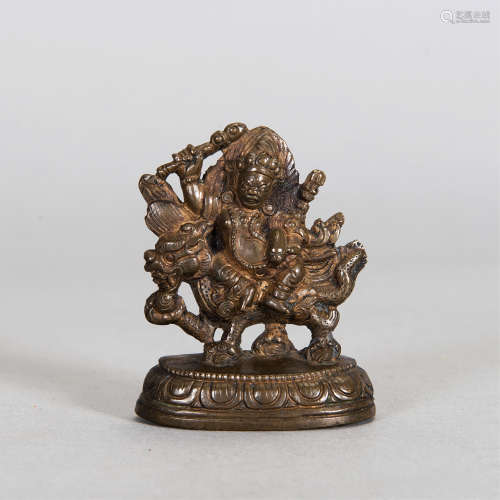 清中期 铜白财神像