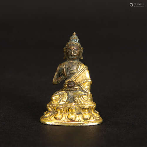 清中期 铜鎏金药释佛像
