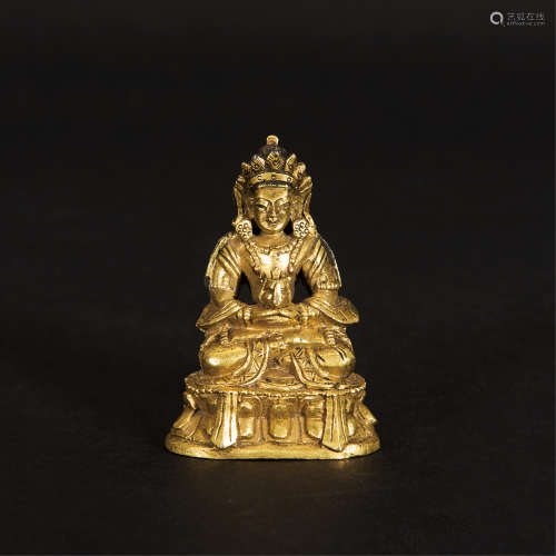 清中期 铜鎏金无量寿佛像