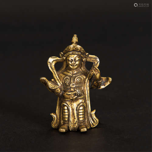 清中期 铜鎏金韦驮像
