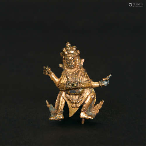 清中期 铜鎏金四臂玛哈嘎拉像