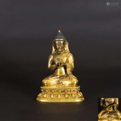 清中期 铜鎏金释迦像
