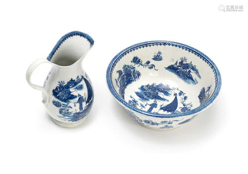 A rare Caughley jug and bowl, circa 1785