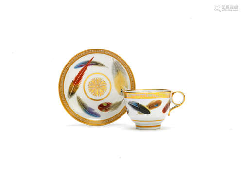 A good Flight and Barr teacup and saucer, circa 1802-05