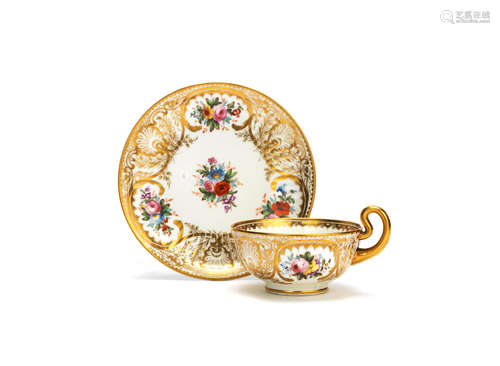 A rare Swansea teacup and saucer, circa 1815-17