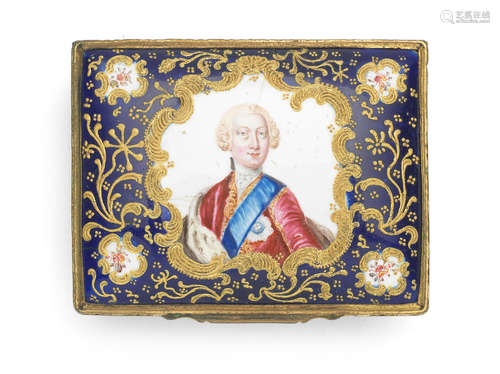 A fine Birmingham enamel 'honeysuckle group' snuff box, circa 1760