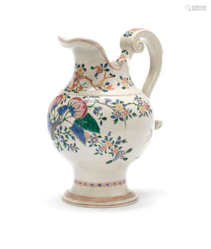 A large and unusual saltglaze ewer, circa 1760