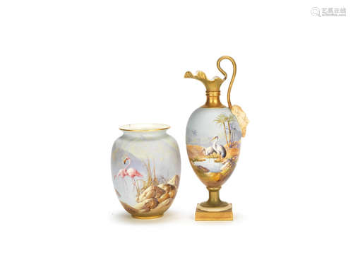 A Royal Worcester vase and a ewer by Walter Powell, dated 1913-14