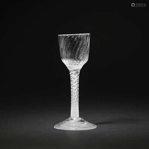 A rare moulded wine glass, circa 1765