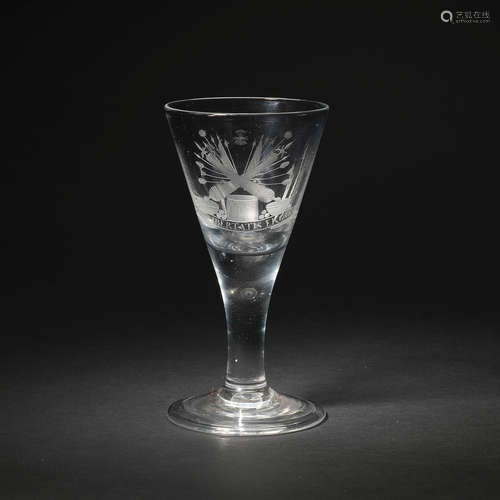 A Dutch engraved wine glass, circa 1740-50