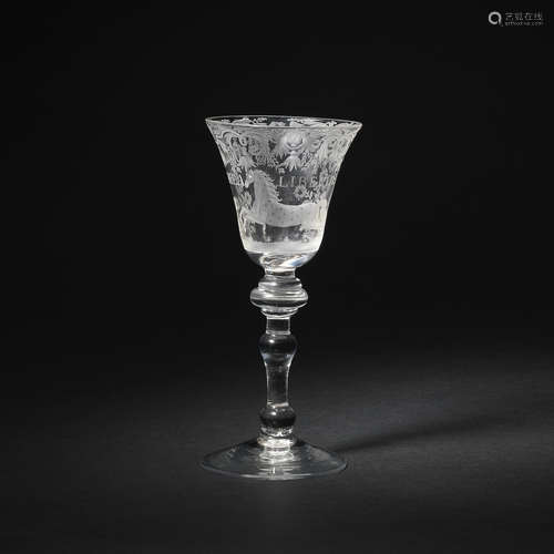 A Dutch engraved 'Liberty' wine glass, circa 1740-50