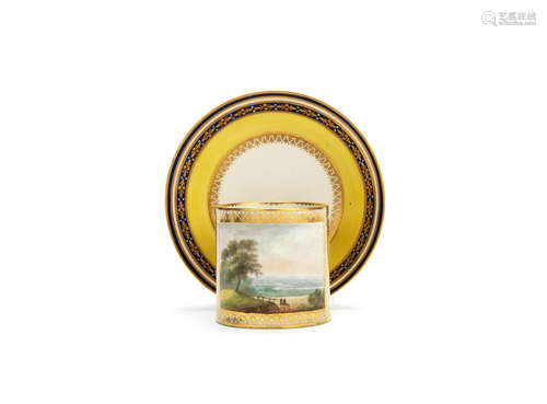 A good Derby coffee can and saucer, circa 1790