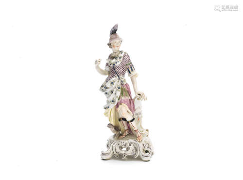 A large Bow figure of Minerva, circa 1758