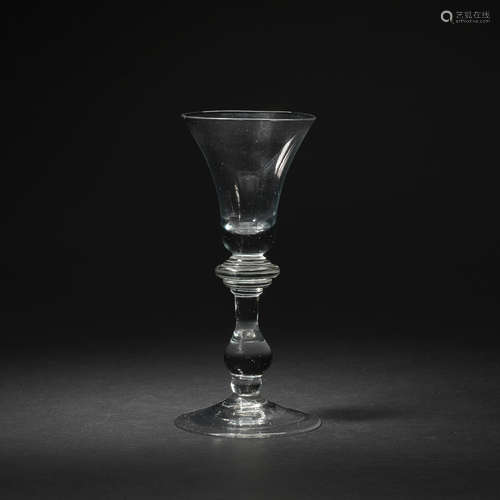 A baluster wine glass, circa 1730