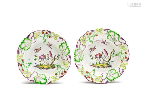 A pair of Longton Hall soup plates, circa 1758