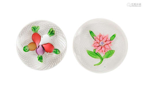 Two St Louis paperweights with filigree grounds, circa 1850