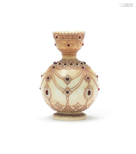 An important Thomas Webb & Sons jewelled cameo glass vase, circa 1885