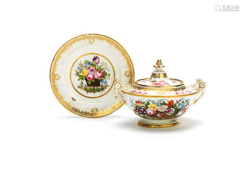 A Swansea sauce tureen, cover and stand from the Burdett-Coutts service, circa 1815-17