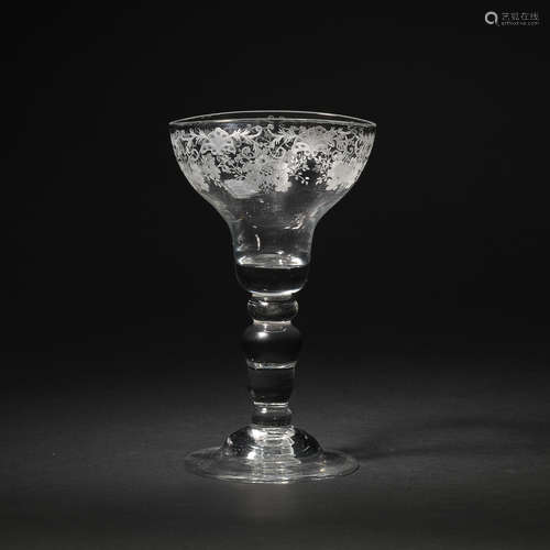 A most unusual baluster sweetmeat glass, circa 1730