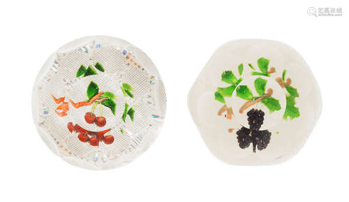 Two St. Louis faceted fruit paperweights, circa 1850