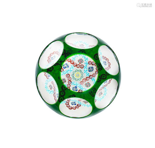 A Baccarat overlaid and faceted patterned paperweight, circa 1850