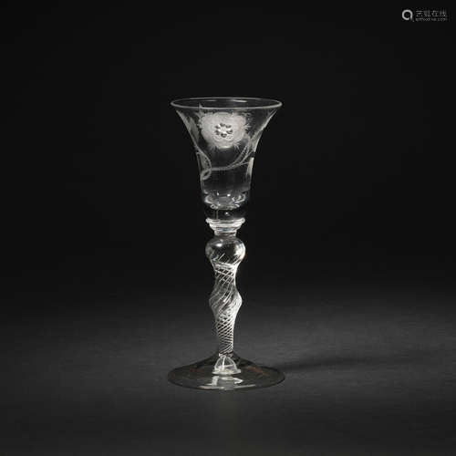 A Jacobite airtwist wine glass, circa 1750