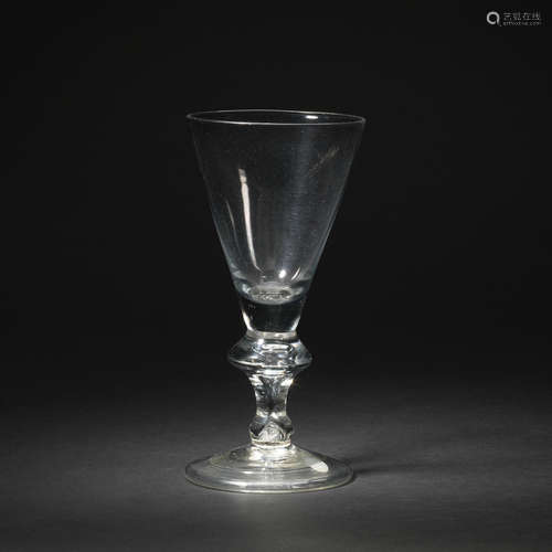 A good heavy baluster large wine glass or goblet, circa 1710-20