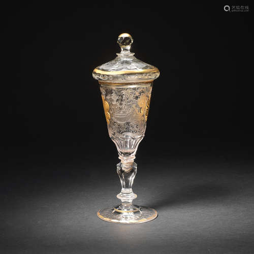 A Silesian goblet and cover, circa 1740-50