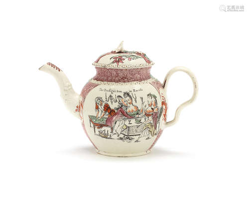 A William Greatbach creamware teapot and cover, circa 1770-82