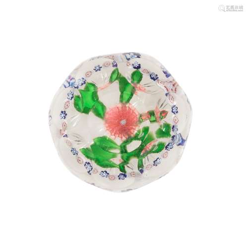 A St.Louis faceted garlanded pink camomile paperweight, circa 1850