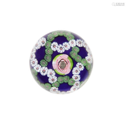 A Clichy blue-ground patterned millefiori paperweight, circa 1850