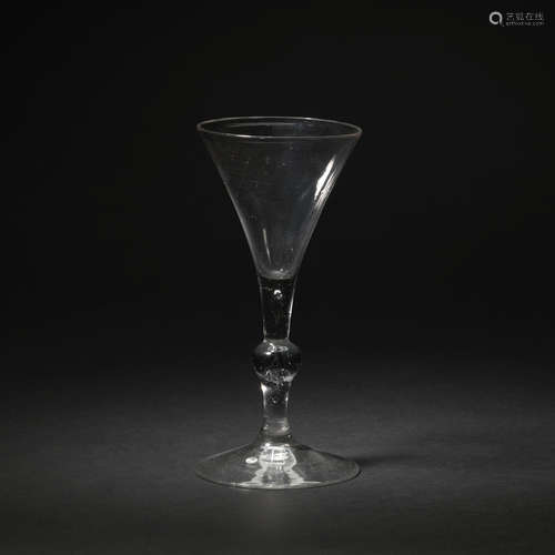 A light baluster wine glass, circa 1740