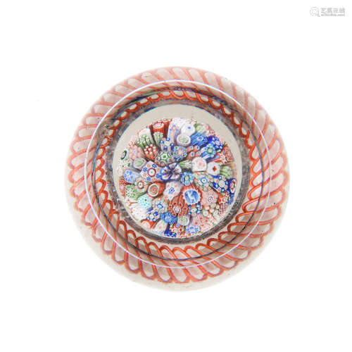 A rare Baccarat close-pack millefiori mushroom paperweight, circa 1846-48