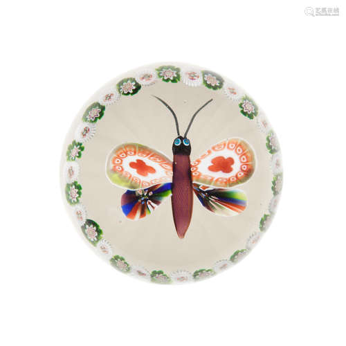 A Baccarat garlanded butterfly paperweight, circa 1850