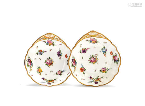 A pair of Nantgarw shell dishes, circa 1818-20