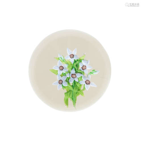 A rare Clichy white gentian spray paperweight, circa 1850