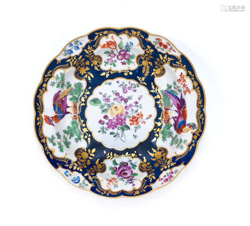 A Worcester dish painted in the James Giles workshop, circa 1768-73