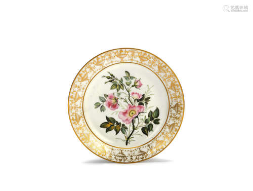 A rare Swansea botanical plate from the Gosford Castle Service, circa 1815-17