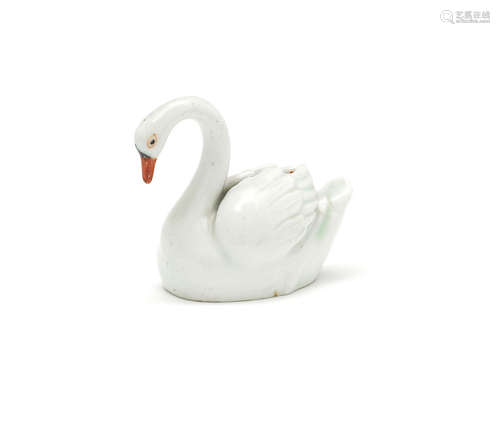 A rare Lowestoft model of a swan, circa 1790