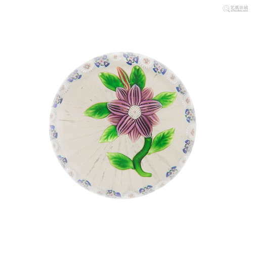 A Baccarat garlanded double-clematis paperweight, circa 1850