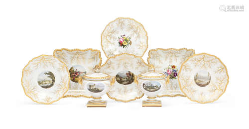 A Flight, Barr and Barr harlequin dessert service, circa 1825-30